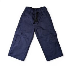 Kids Navy Blue Cargo Pants – Soft Cotton Twill Relaxed Fit