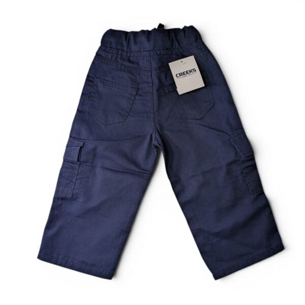 Kids Navy Blue Cargo Pants – Soft Cotton Twill Relaxed Fit