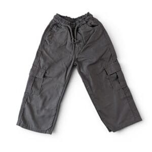 Kids Soft Denim Cargo Jogger Pants – Dark Grey Cotton Feel Utility Trousers