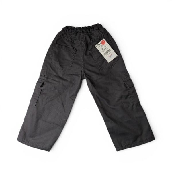 Kids Soft Denim Cargo Jogger Pants – Dark Grey Cotton Feel Utility Trousers